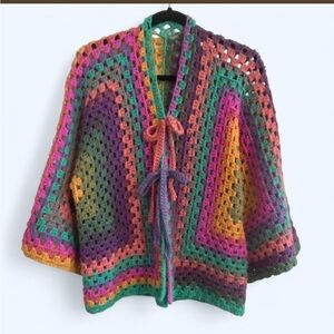 Hand made crocheted kimono cardigan!